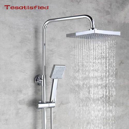 Universal Square Chrome Hand held Showerhead Water saving A