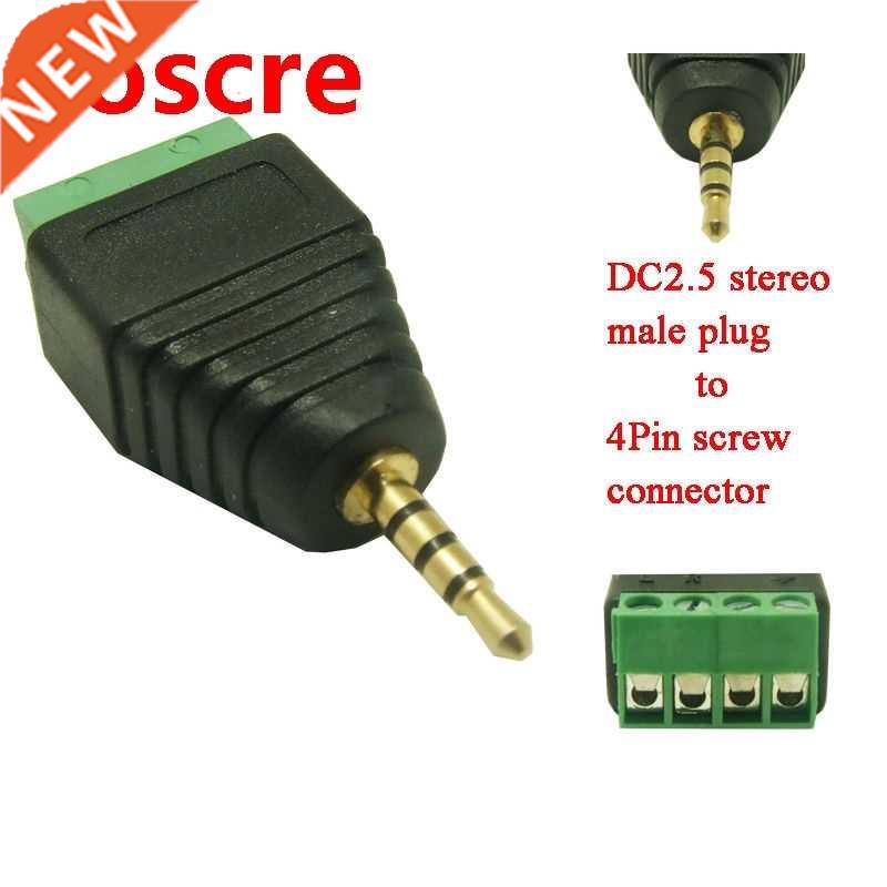 100Pcs/lot 2.5mm audio stereo male plug to 4 pin screw termi