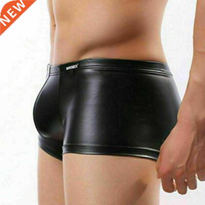 Sexy Men Boxer Mens Faux Leather Underwear Underpants Penis