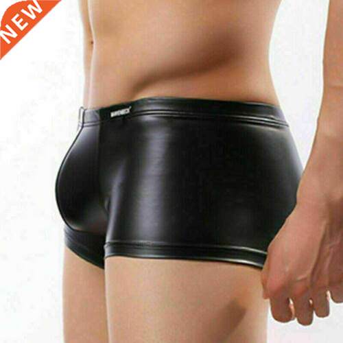 Sexy Men Boxer Mens Faux Leather Underwear Underpants Penis