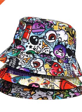 Panama Bucket Hats Animal Letter Print Fisherman Hat Summer
