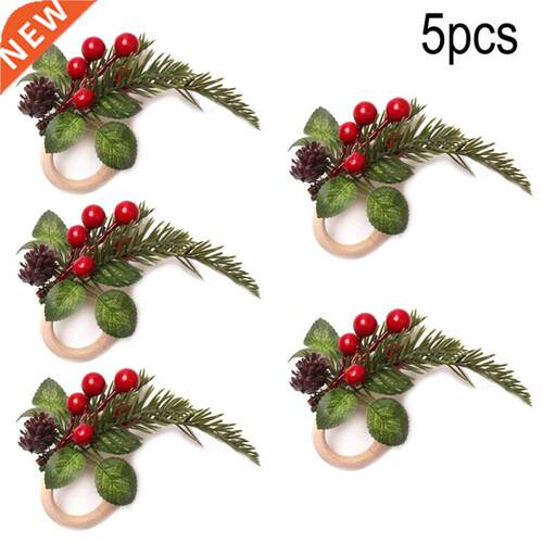 5pcs Christmas Napkin Rings Xmas Table Decoration Napkin