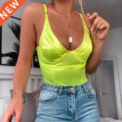 Toplook Sexy Bodysuit V Neck Stretchy Women Body Spaghetti S