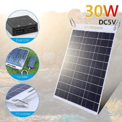 30W Solar Panel 5V Monocryalline USB Power Portable