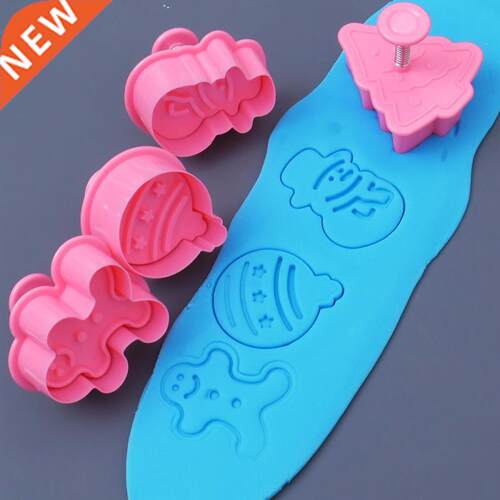 4Pcs/Set Christmas Cookie Stamp Biscuit Cutters Mold 3D Cook