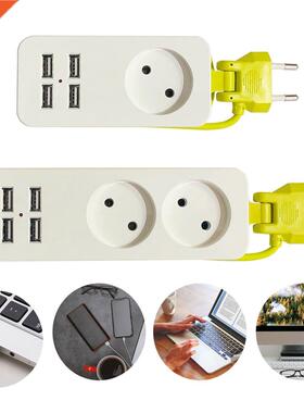 EU Plug Power Strip Wall Multiple Socket Portable 4 USB Port