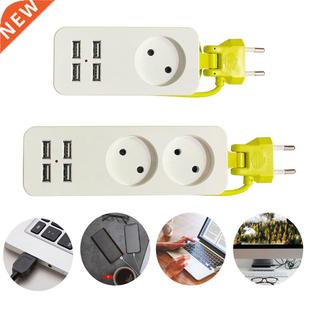 EU Plug Power Strip Wall Multiple Socket Portable 4 USB Port