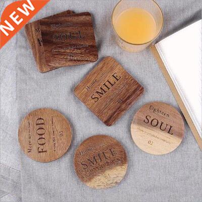 1 Pcs Hot Coaster Slice Shape Wood Cup Pad Slip Insulation