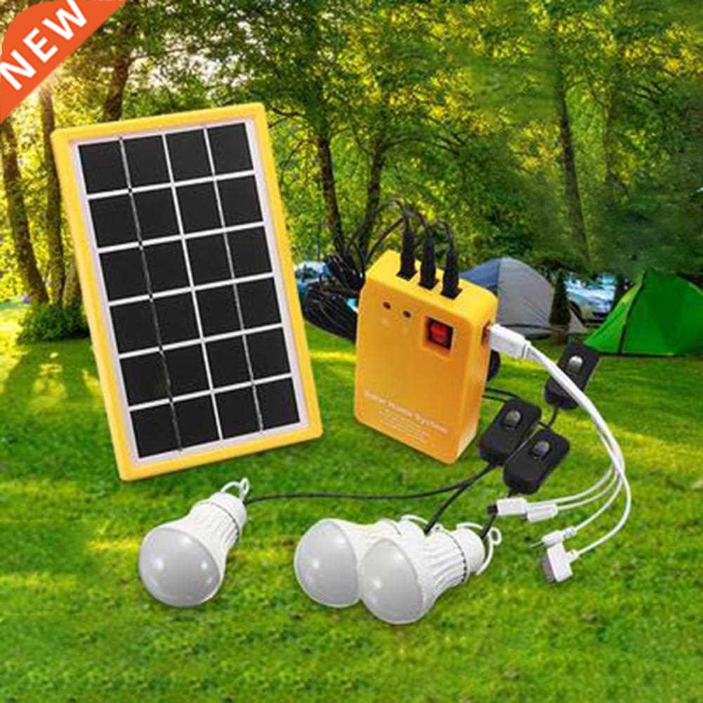 Outdoor Portable Solar Panel Electric Generator 3 LED Bulb P