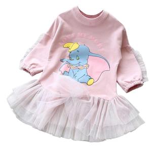 Long Sleeve Girls Fall Dress Cotton Children Dress Cartoon E