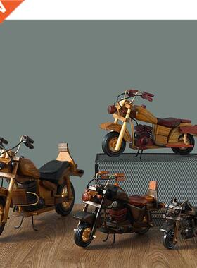 Retro Wooden Motorcycle Model Car Toy Doll Ornaments Wooden