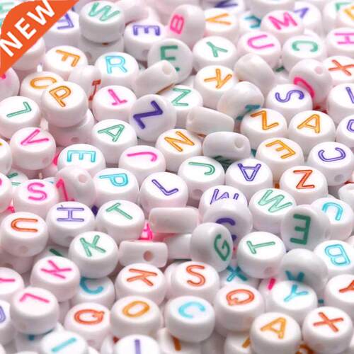 4*7mm Mixed Letter Colorful Acrylic Beads Round Flat Alphabe