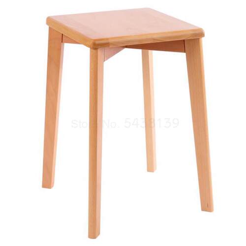 Solid wood square stool home Nordic makeup stool small