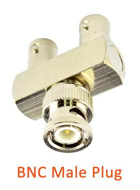 1Pcs BNC Male to Dual Female Splitter Connector 3-Way T Type