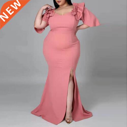 Xl-5xl Lge size Ladies Fishtail dress pink Dress大码鱼尾裙
