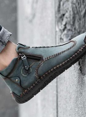 Men's Ankle Boots Handmade Leather Men's Western Boots Class