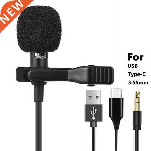 Portable 1.5m Lavalier Mini Microphone Condenser Clip-on Lap