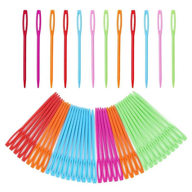 LMDZ 50 PCS Large Eye Plastic Needles(2.7Inch/7cm), Learning