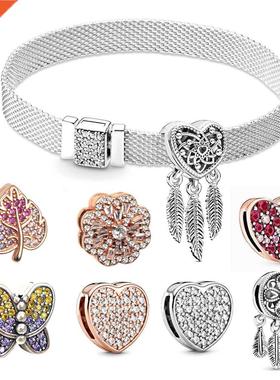 NEW Zircon S925 Silver Color  Bracelet Fit Original Refle