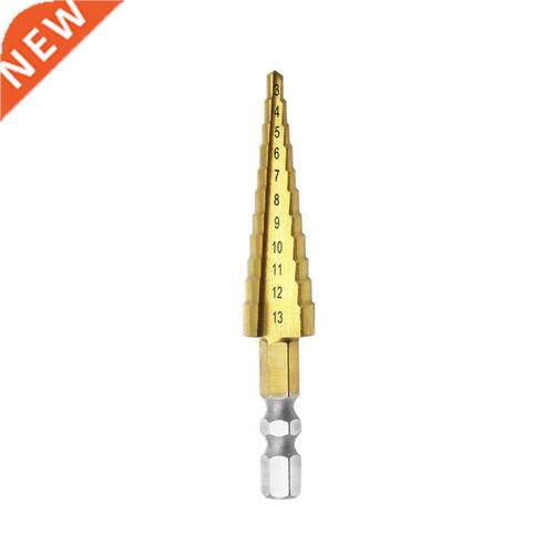 3-13mm HSS Titanium Coated Step Drill Bit Cone Hex Shank Re