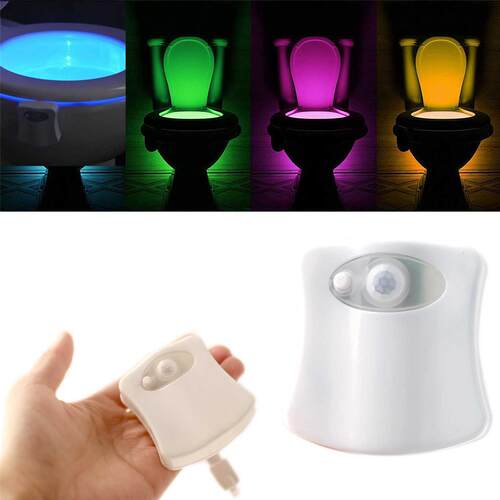 8 Colors PIR Motion Sensor Smart Toilet Seat Night Light Wat