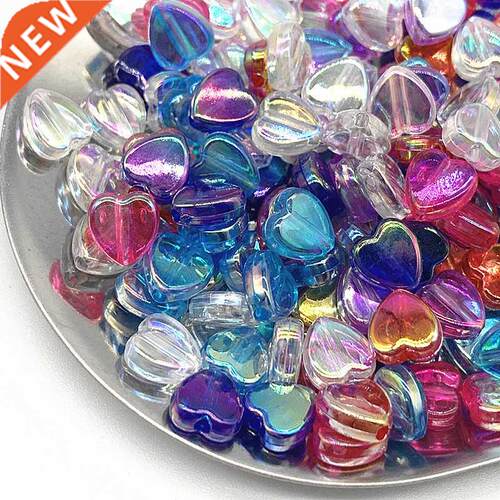 New 100pcs 8mm Transparent AB Charms Heart Shape Acrylic Bea