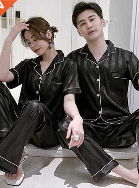 Pajamas Men Short Sleeve Trouser Pure Color or Printed Flowe