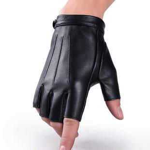 Men Women Genuine Leather Gloves Lovers Fingerless Mittens B