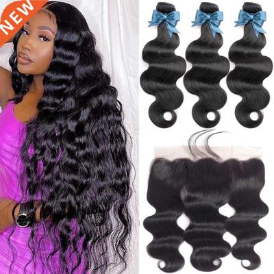 Brazilian Hair Weave Bundles With Frontal HD Transparent Bea