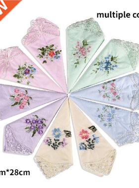 PCS Luxury Cotton Women Hankies Embroidered Lace Flower