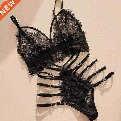 Sexy Lace Lingerie Set Women's Underwear Transparent Bra Par