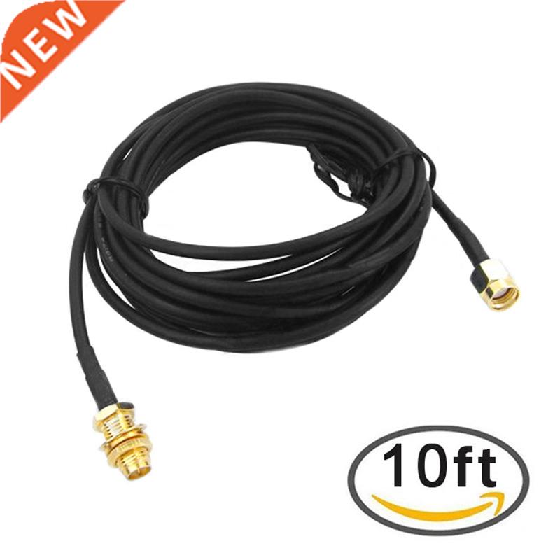 3M 10FT Black RP-SMA Coaxial Extension Cable for WiFi L W Ro