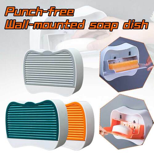 Wall Mounted Soap Box With Flip Lid Punch Free Soap Storage