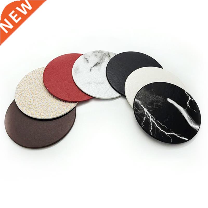 10cm Round Heat Resistant PU Leather Mat Drink Cup Coasters