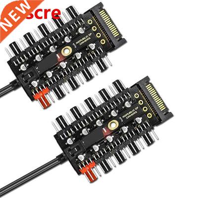 2Pcs Fan Hub CPU Heat Sink 10-Port 12V SATA to Fan Header wi