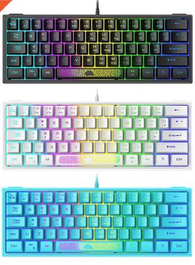 Ergonomic Backlit Laptop Computer USB Percent RGB Wired Keyb