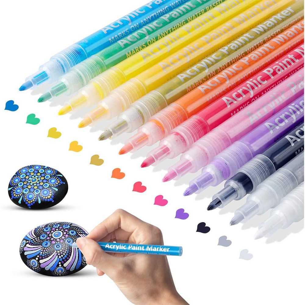 12 Colors Acrylic Paint Markers Set Water Based Art Marker图片