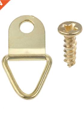 100PCS Gold Small D-Rng Pcture Hanger wth Screws Frame Tr