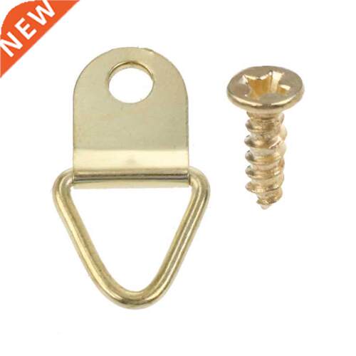 100PCS Gold Small D-Rng Pcture Hanger wth Screws Frame Tr