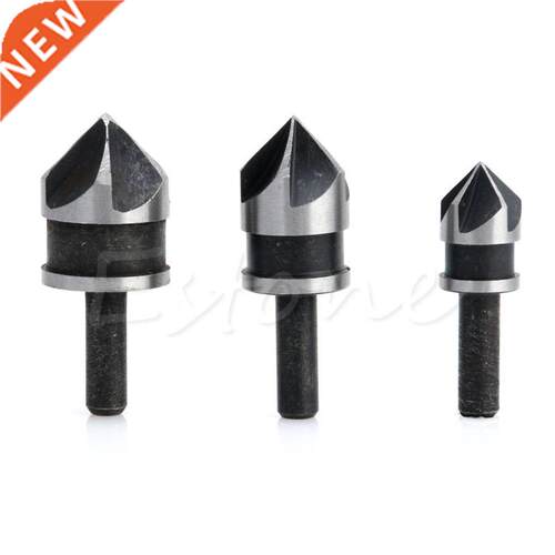 3Pcs 5 Flute Countersnk Drll Bt Set 90degree Hex Shank Wo