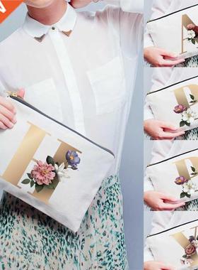 Bridesmaid Makeup Bag Letter Flower Print Cosmetic Bags Brid