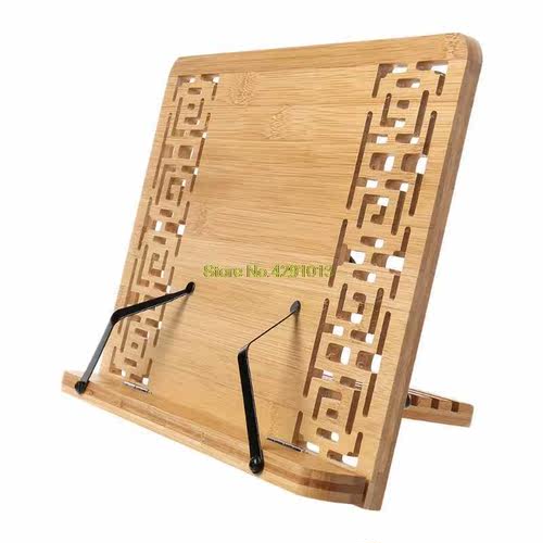 Bamboo Hollow Adjustable Reading Book Holder Tray Page Paper