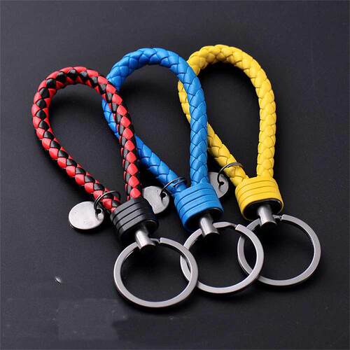 New Creative PU Leather Braided Rope Keychain Car Key Ring F