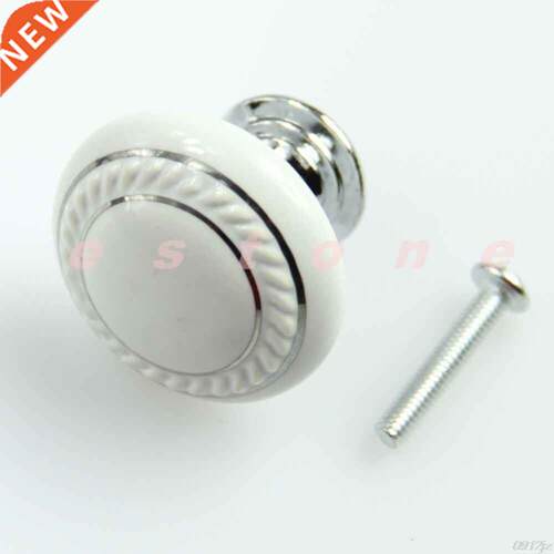 Ceramic Crystal Glass White Door Knob Drawer Cabinet Kitchen