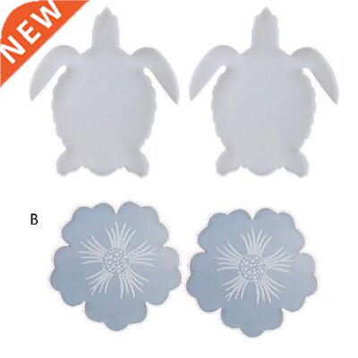 2Pcs  Flower S Slcone Geode Coaster Resn Molds