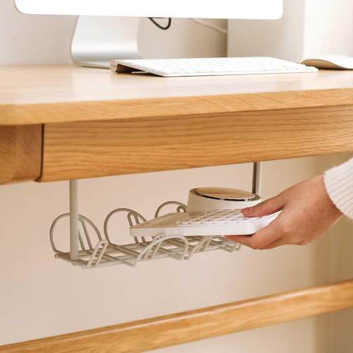 Home Under Table Storage Rack Cable Holder Tray Shelf Power