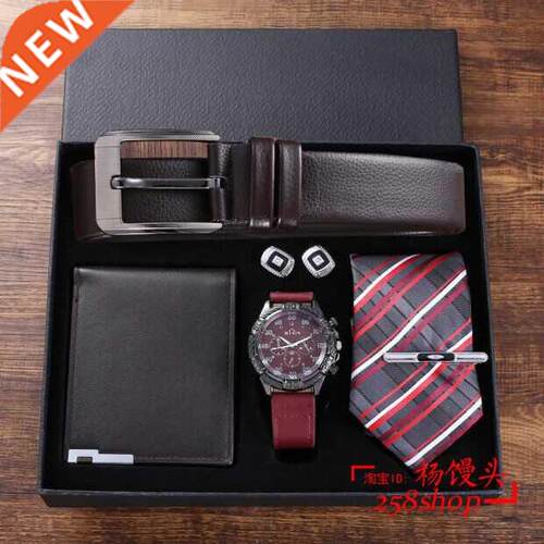 Business Wrist Watch Men Gift Belt Wallet Tie Cufflinks
