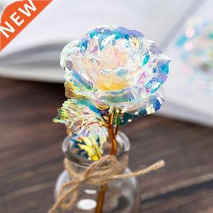 1PC Simulation Rose Eternity 24K Gold Foil Flower Rainbow