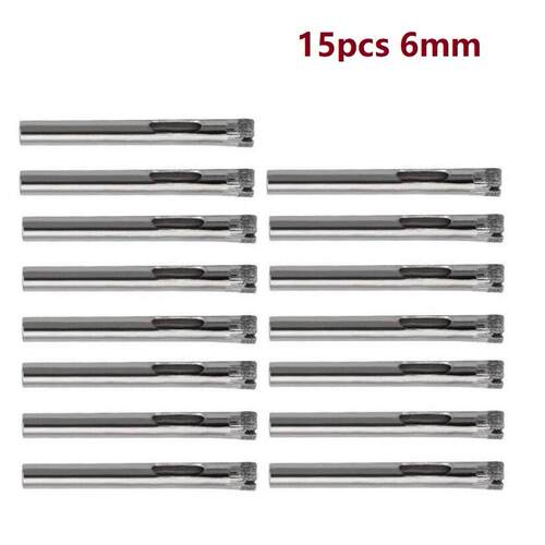 15Pcs 6mm Diamond Coated Drill Bits Set Tile Ceramic Glass H