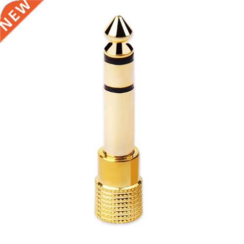 Home Plug AUX Cable Two Way Golden Metal Stereo 3.5mm To 6.5